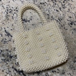 Beaded mini handbag - white pearl